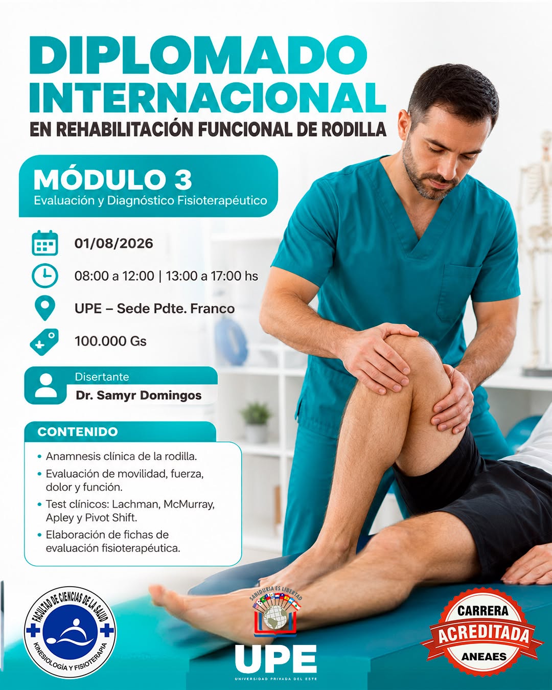 Módulo 3 del Diplomado Internacional en Rehabilitación Funcional de Rodilla se desarrollará en la UPE Franco